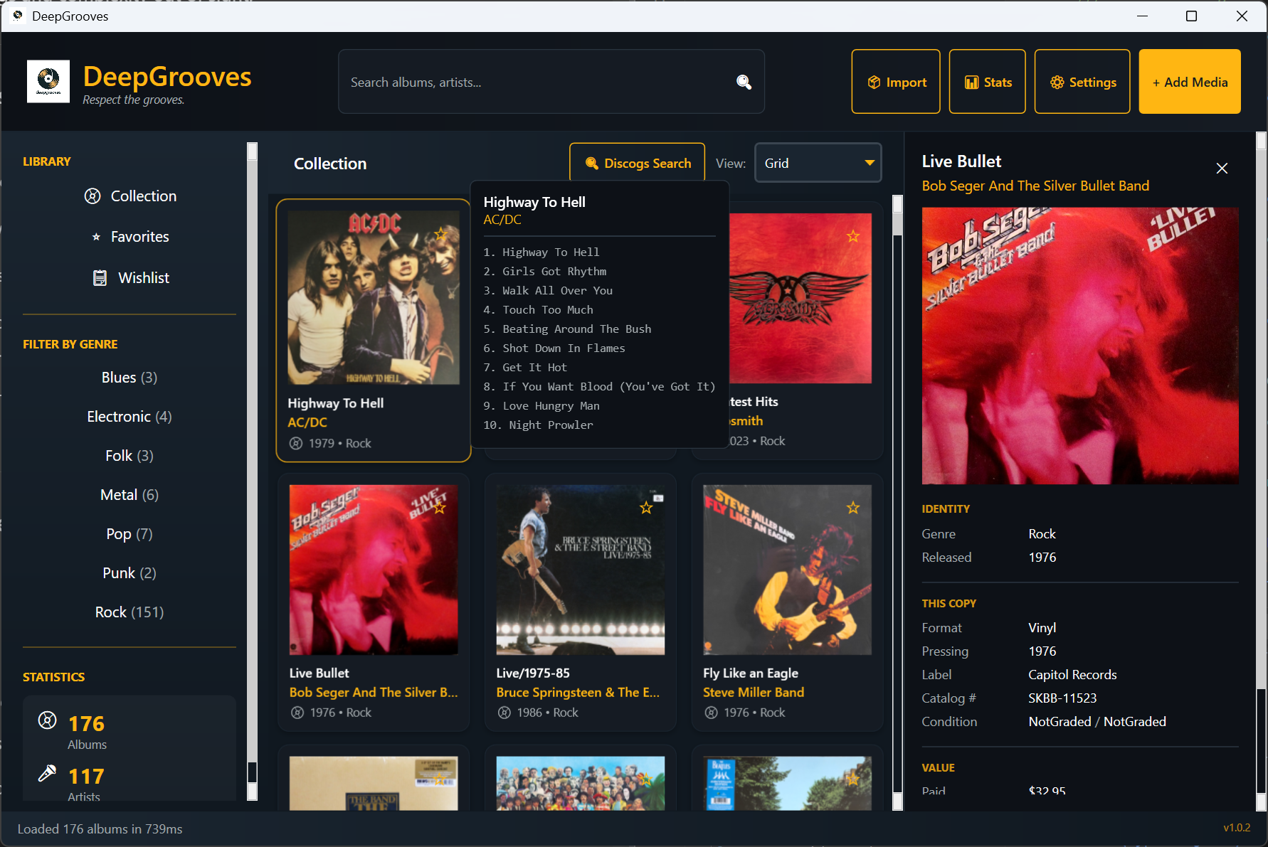 DeepGrooves collection grid view