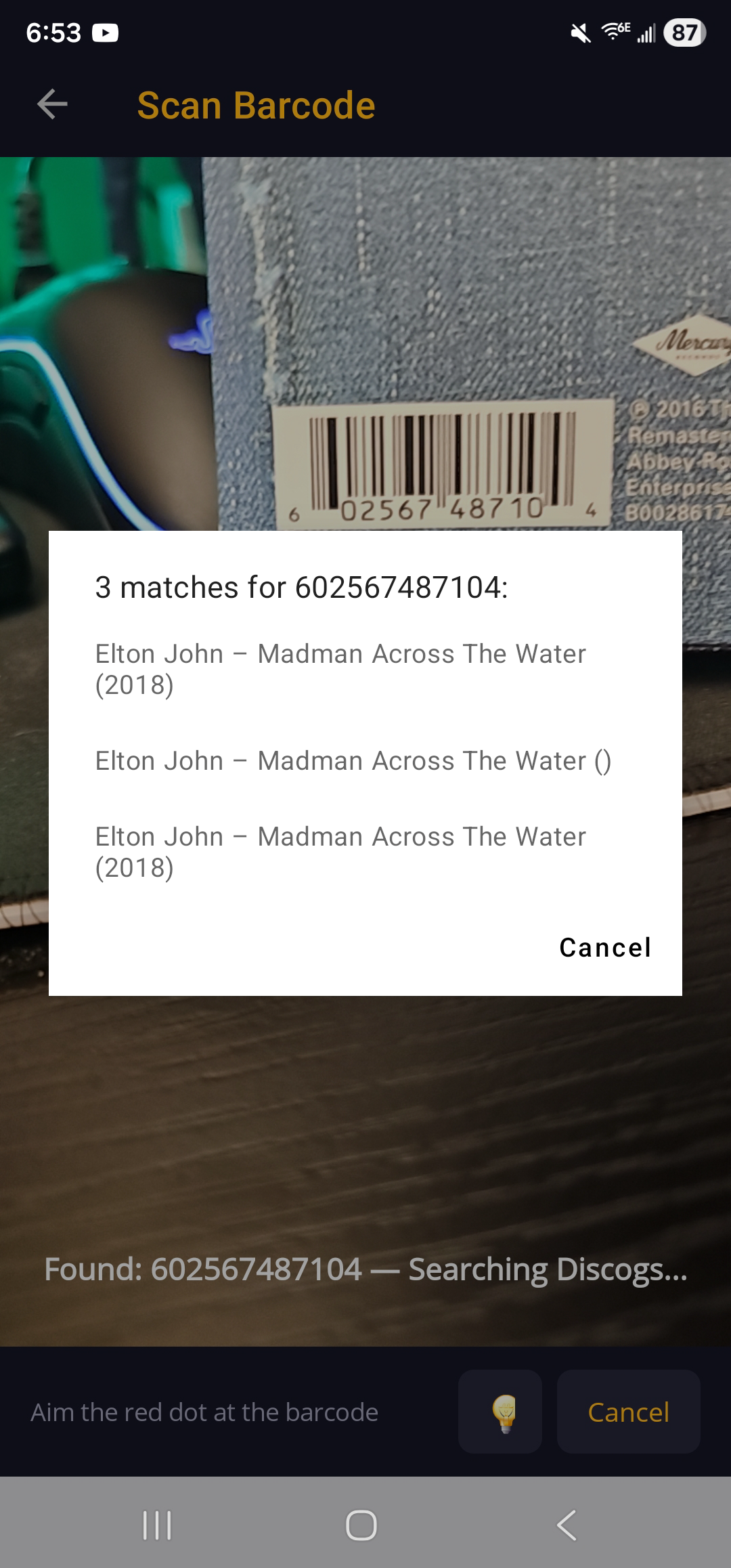 DeepGrooves barcode scanner on mobile
