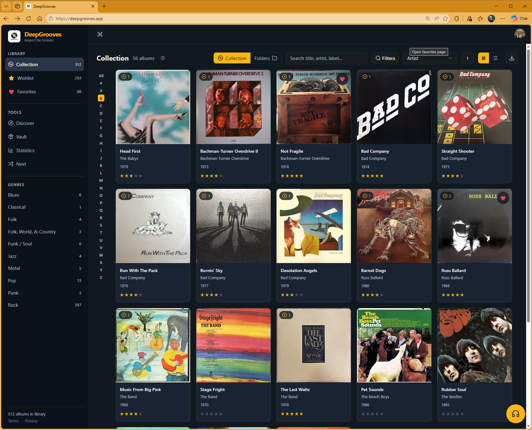 DeepGrooves collection view